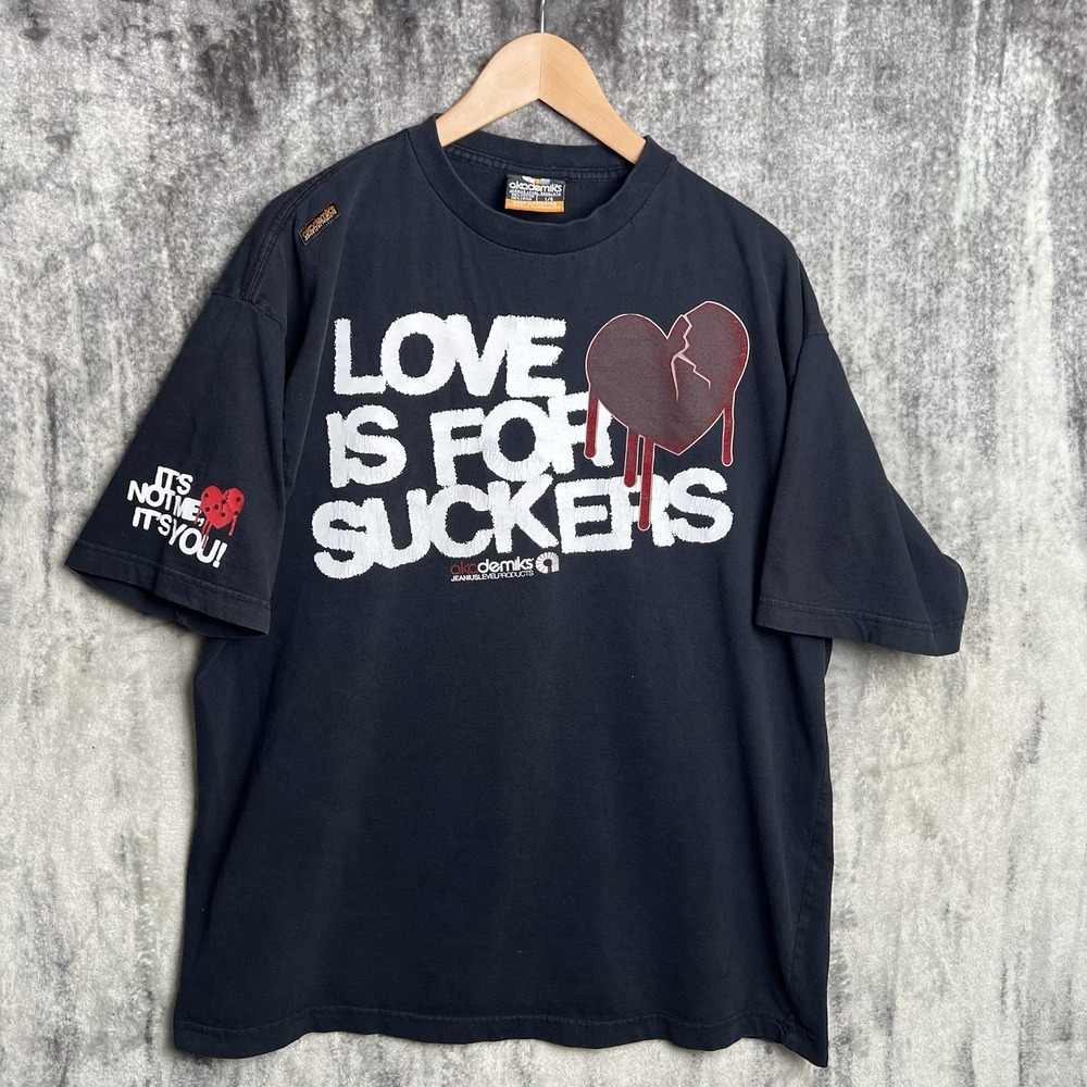 Vintage Y2K Akademiks Shirt Mens L Black Love Is For Suckers Graphic